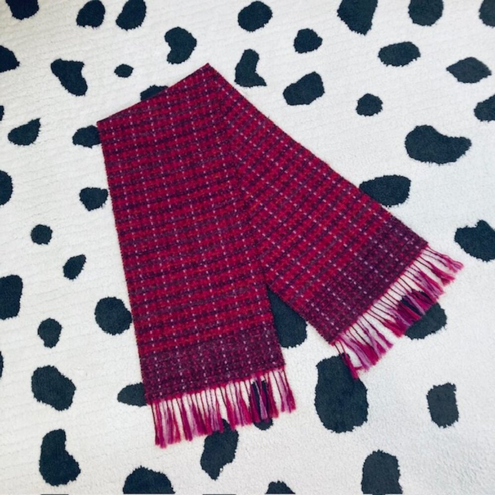Victoire Mathieu Paris Vintage Pink Purple Metallic Wool Blend Designer Scarf